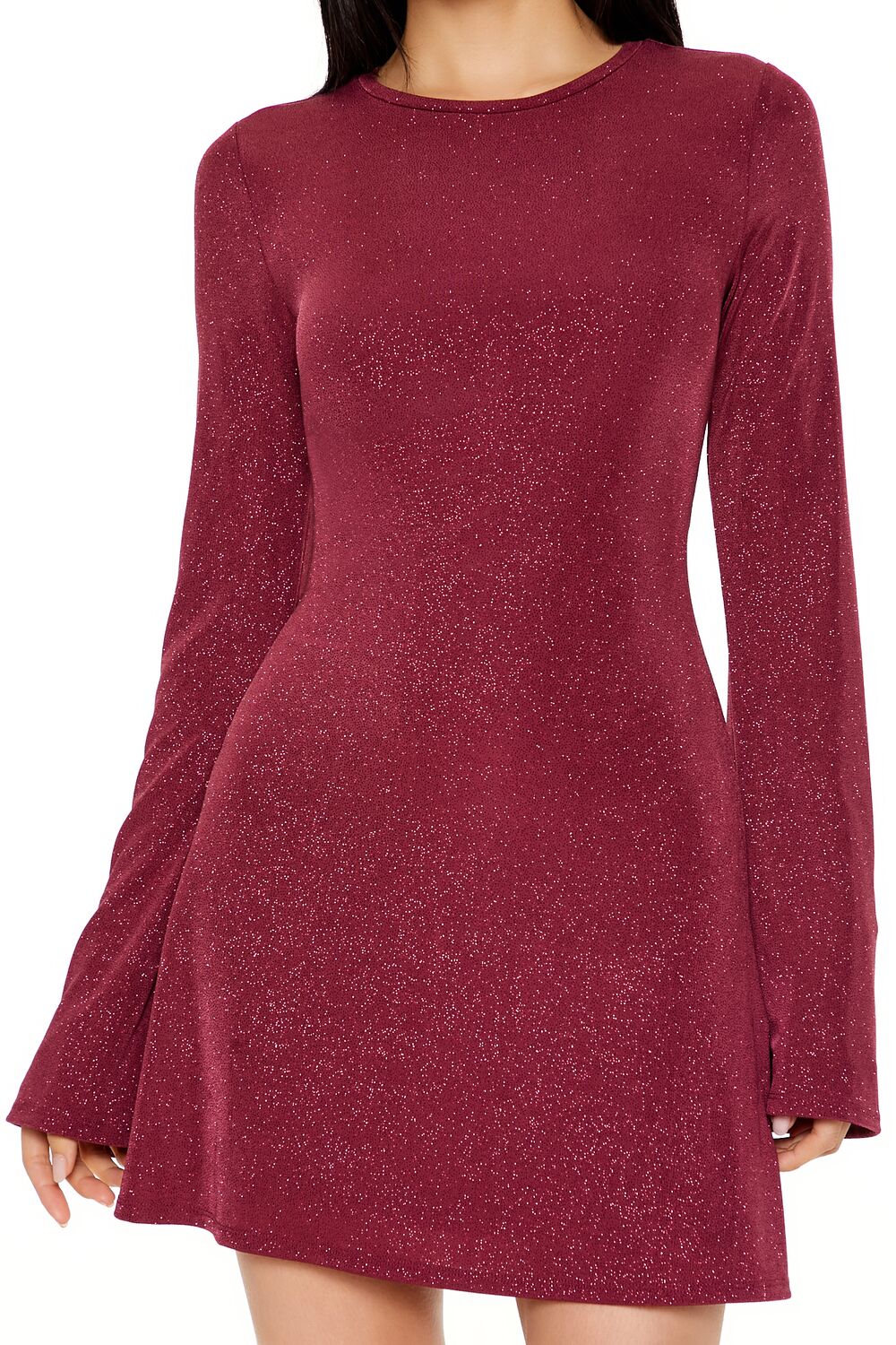 Glitter Bell-Sleeve Mini Dress - Image 10