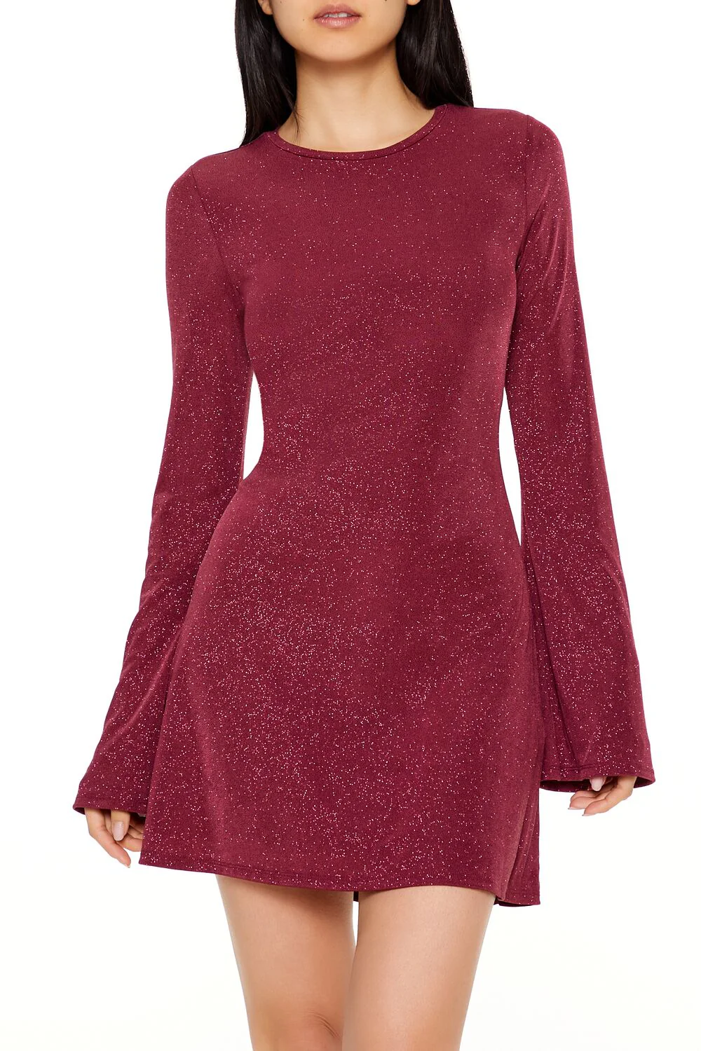 Glitter Bell-Sleeve Mini Dress - Image 7