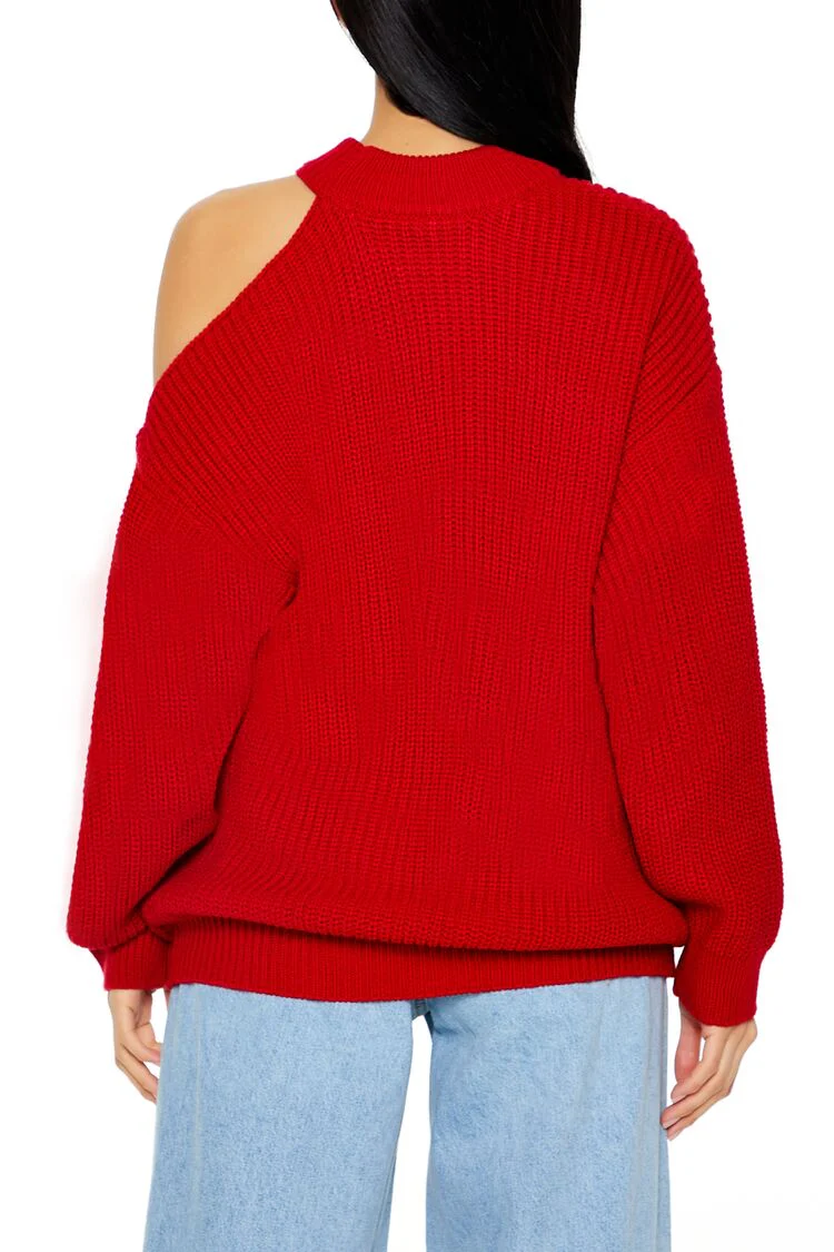 Asymmetrical Open-Shoulder Sweater - Image 10