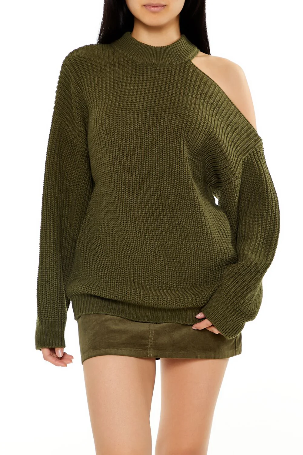 Asymmetrical Open-Shoulder Sweater - Image 11