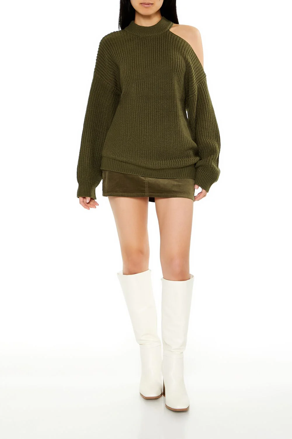 Asymmetrical Open-Shoulder Sweater - Image 12