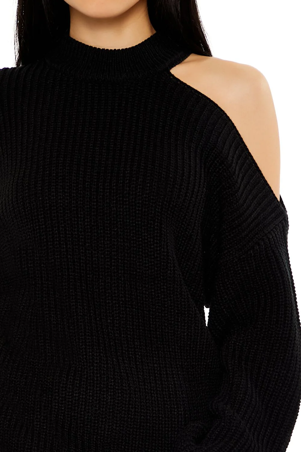 Asymmetrical Open-Shoulder Sweater - Image 3