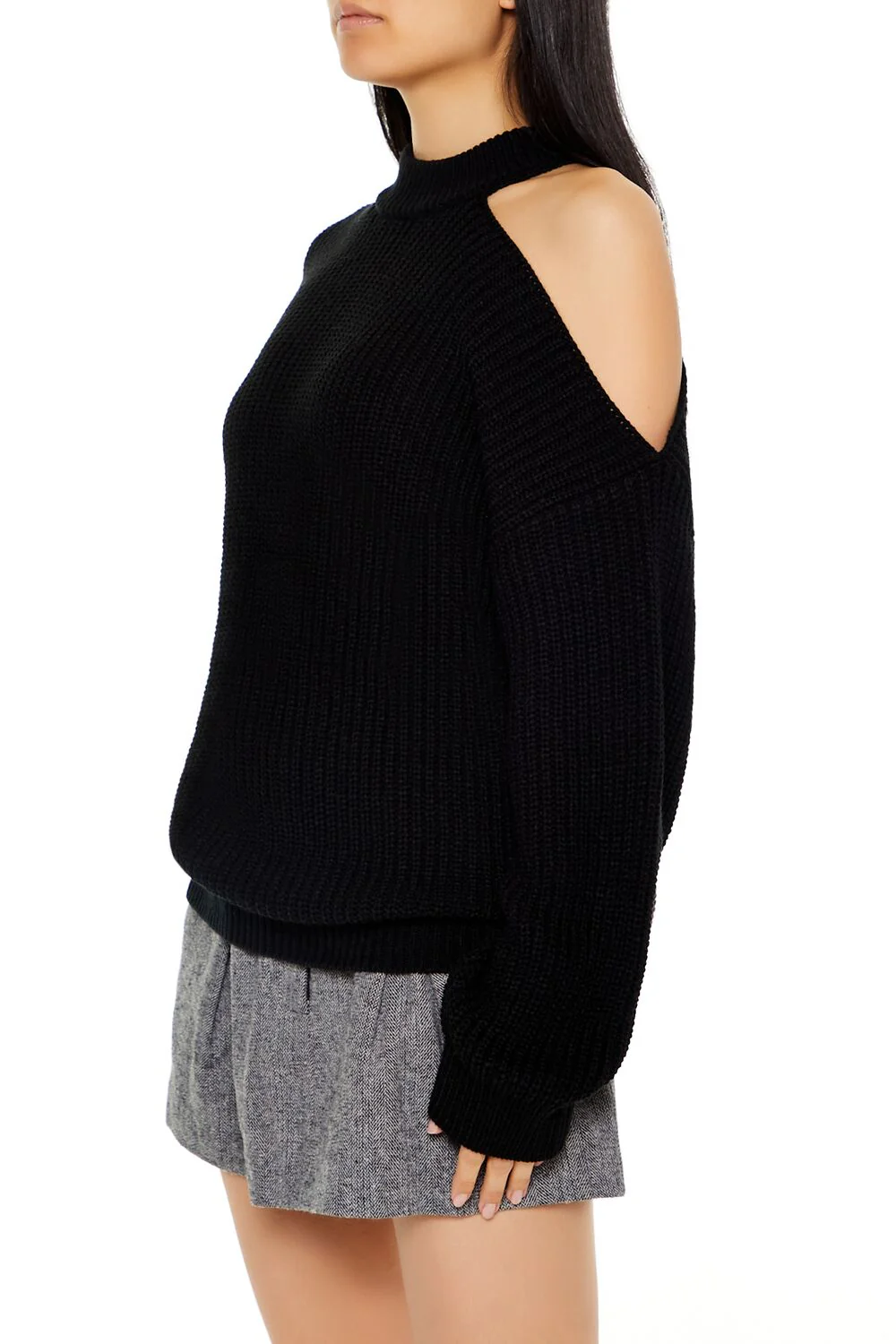 Asymmetrical Open-Shoulder Sweater - Image 4