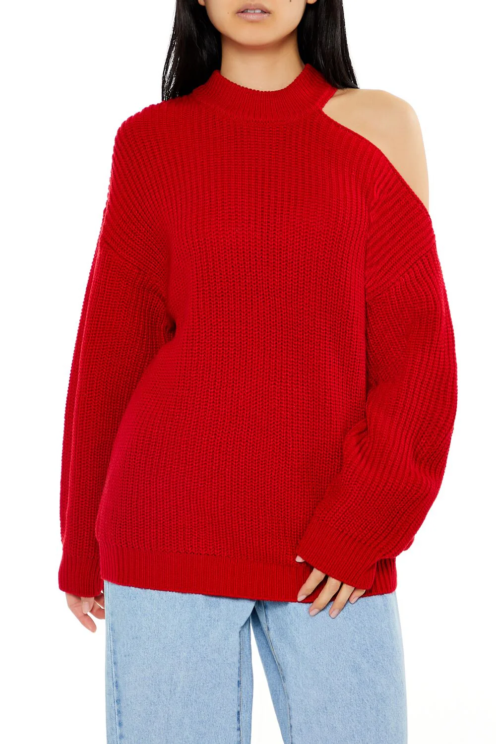 Asymmetrical Open-Shoulder Sweater - Image 6