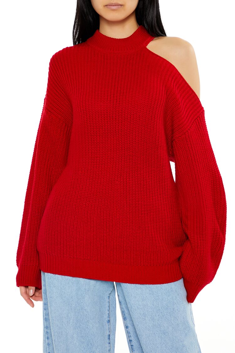 Asymmetrical Open-Shoulder Sweater - Image 8