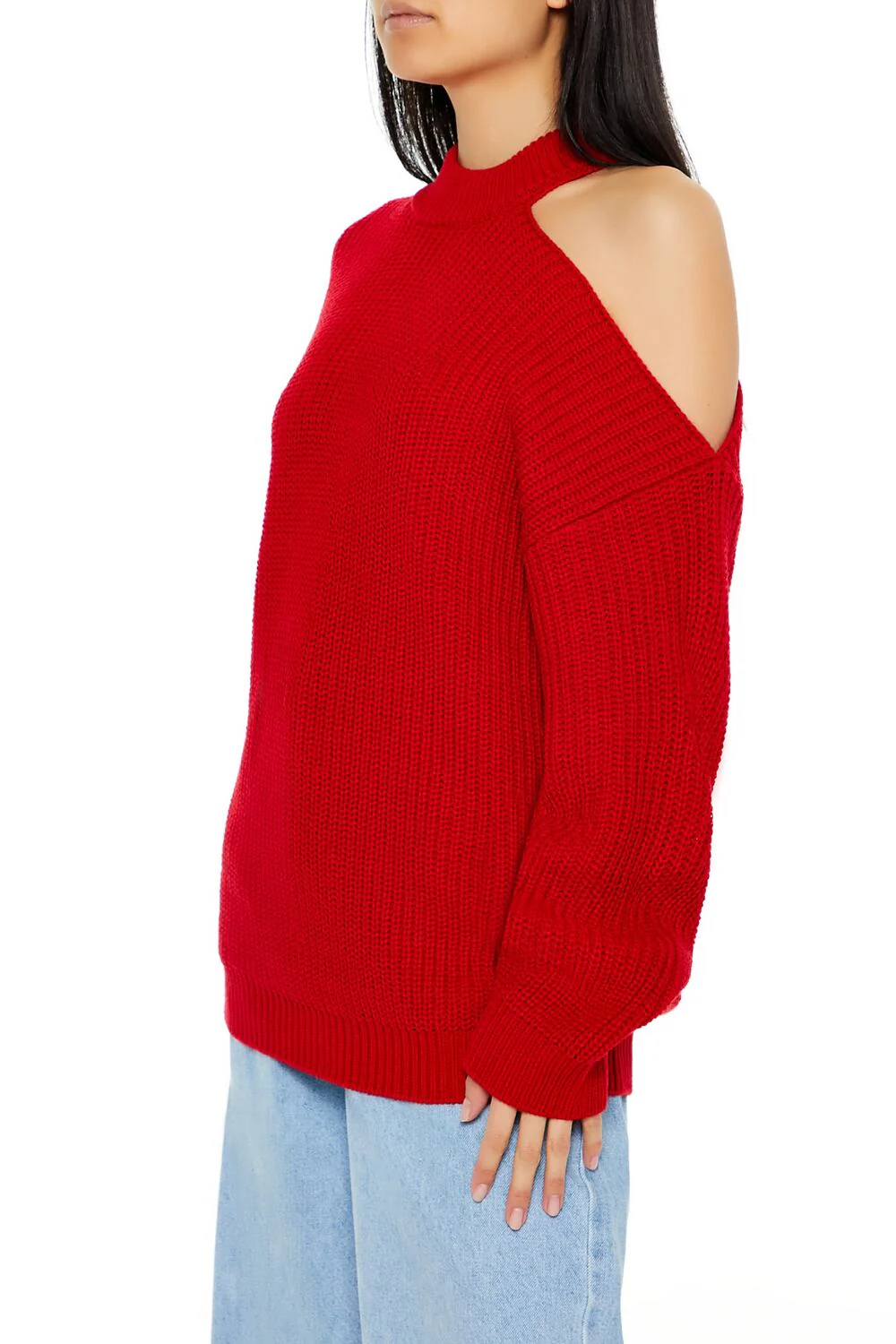 Asymmetrical Open-Shoulder Sweater - Image 9