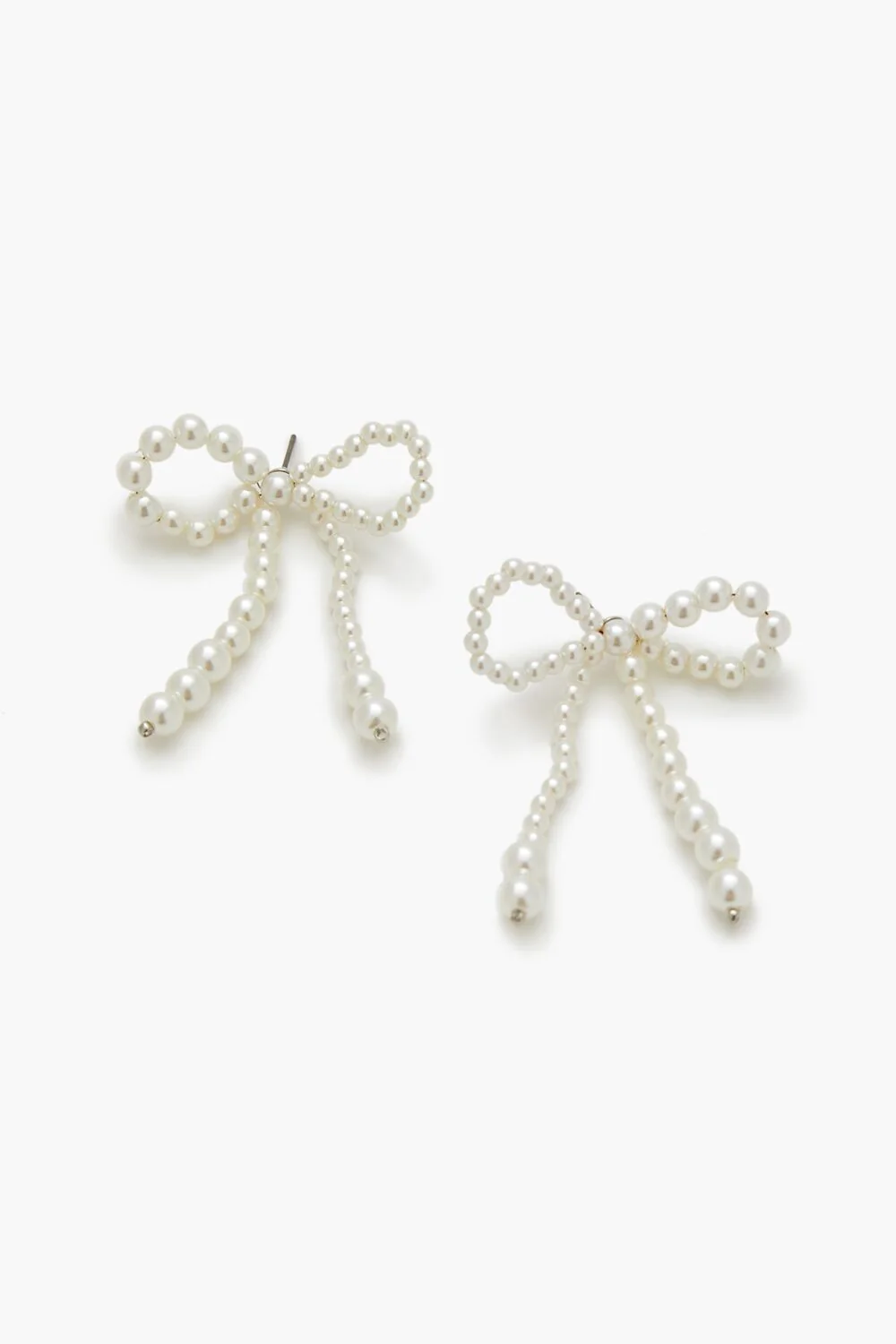 Faux Pearl Bow Drop Earrings - Image 2