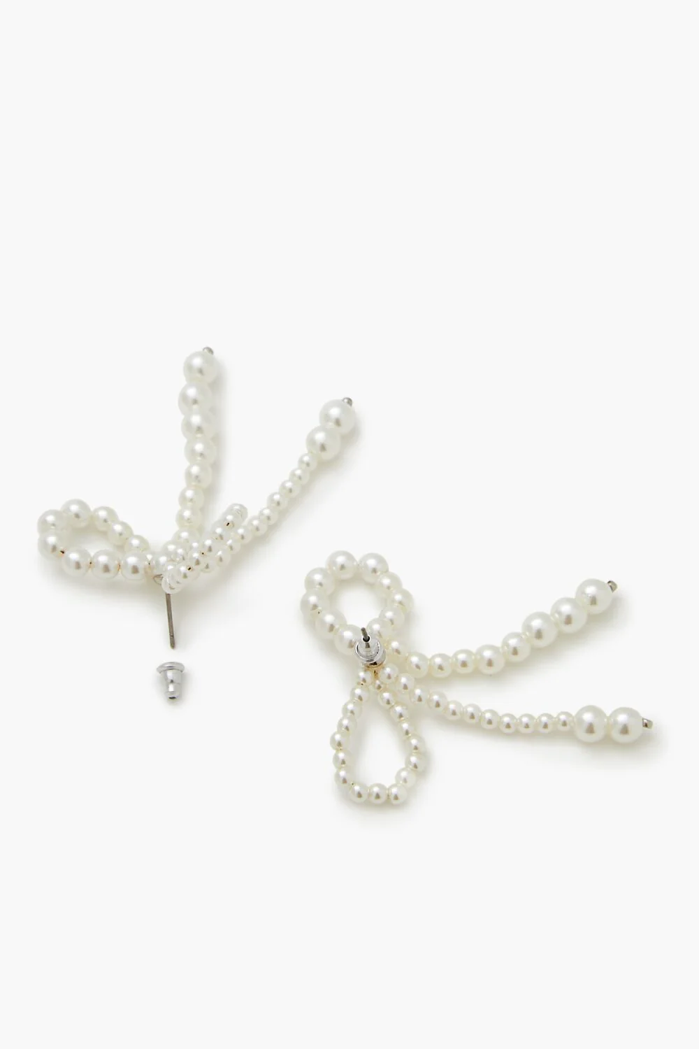 Faux Pearl Bow Drop Earrings - Image 4