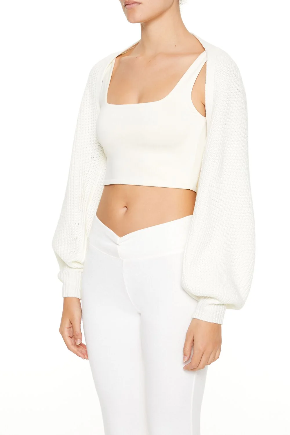 Balloon-Sleeve Shrug Sweater - Image 4