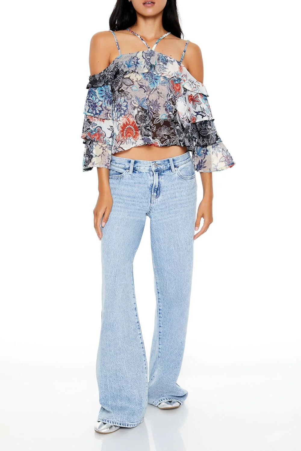 Chiffon Floral Print Crop Top - Image 2