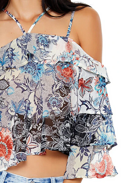 Chiffon Floral Print Crop Top - Image 6