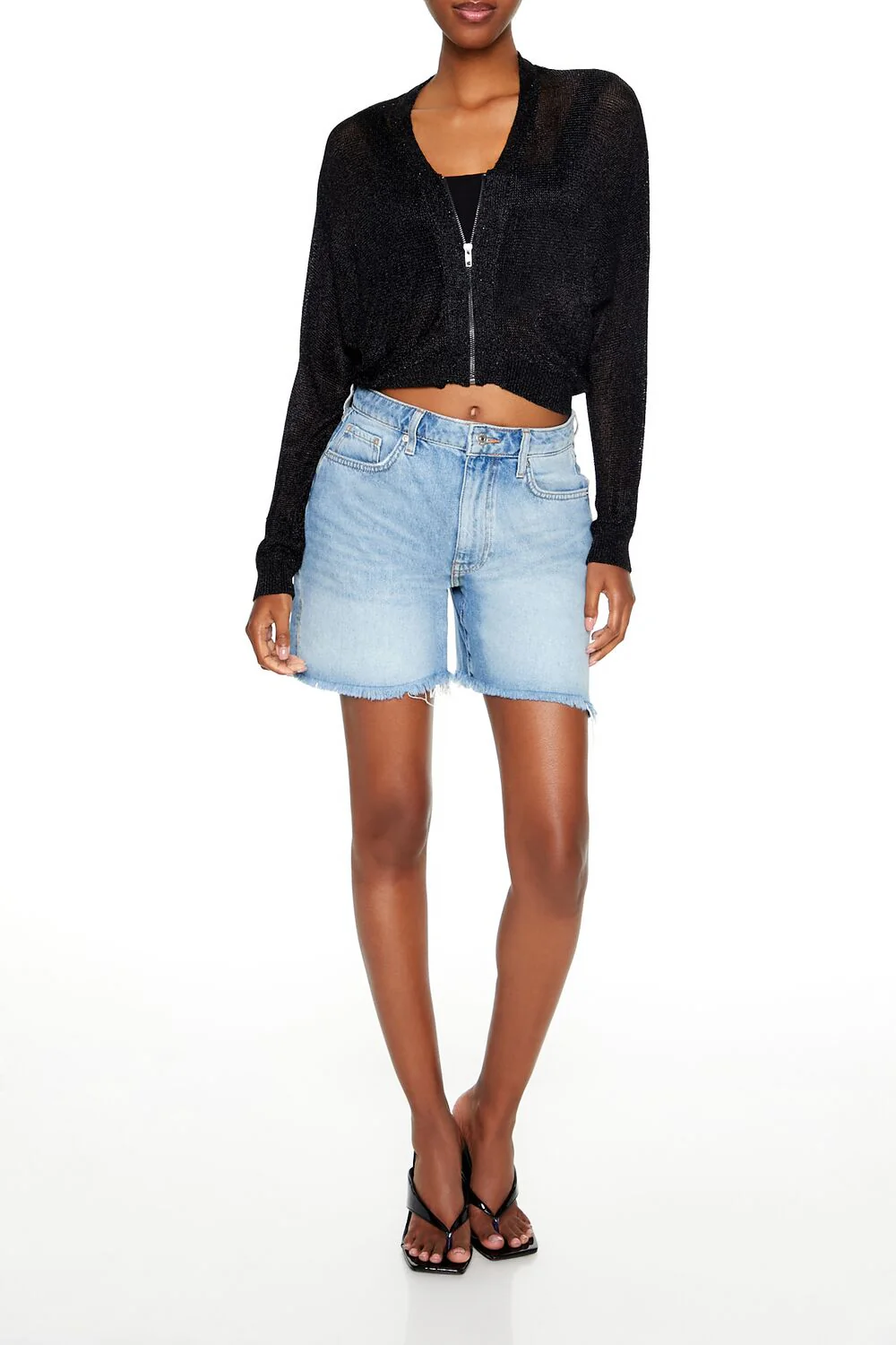 Glitter Knit Zip-Up Sweater - Image 2