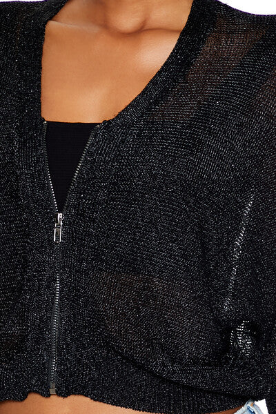 Glitter Knit Zip-Up Sweater - Image 3
