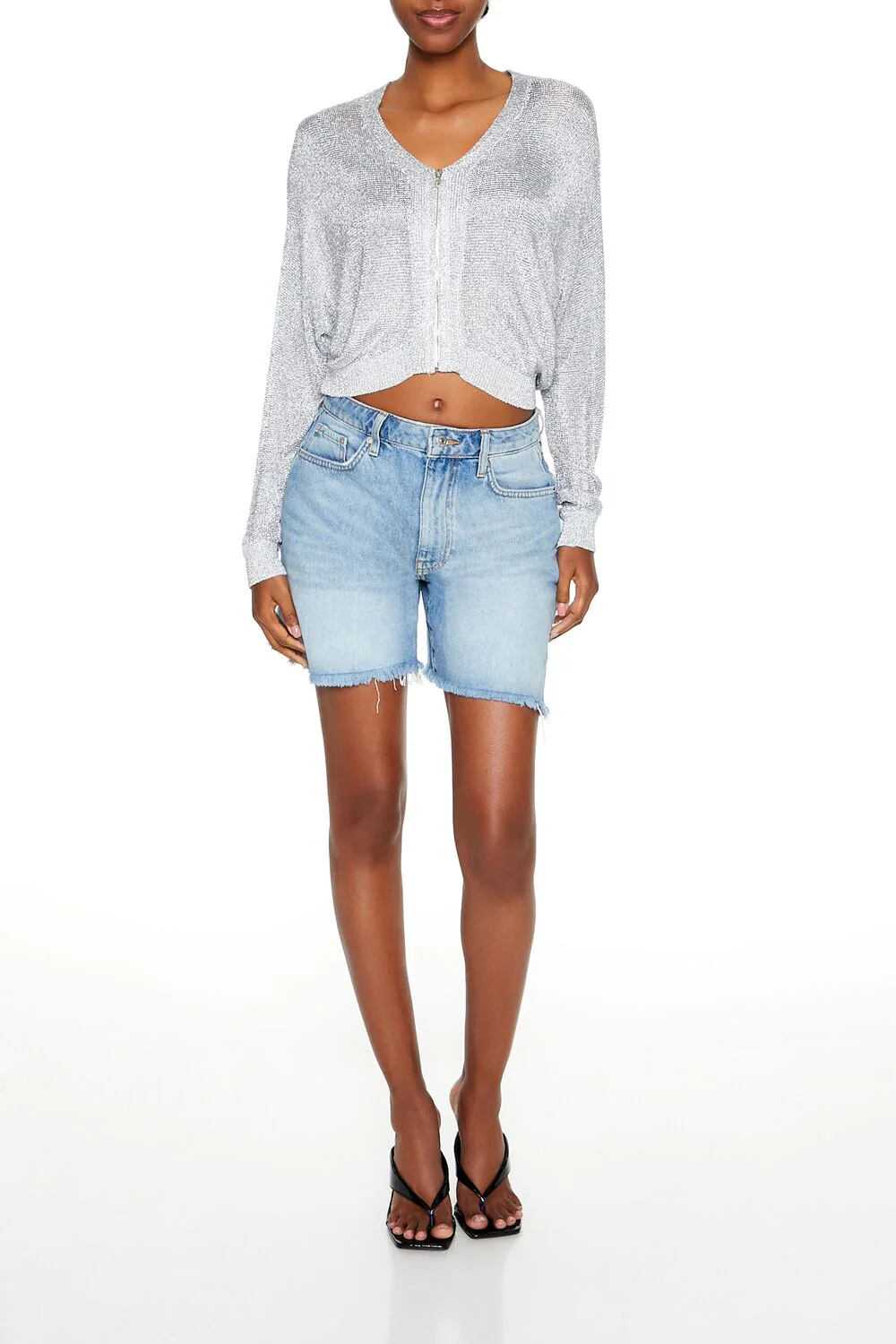 Glitter Knit Zip-Up Sweater - Image 7