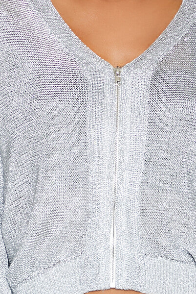Glitter Knit Zip-Up Sweater - Image 8