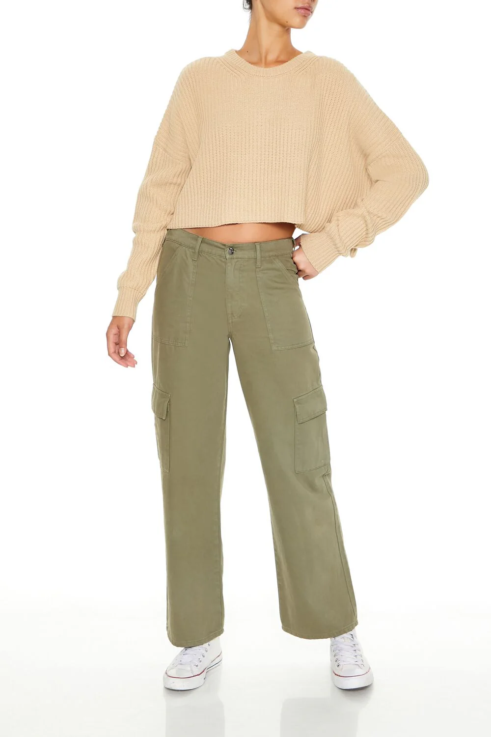 Cropped Rib-Knit Sweater - Image 2