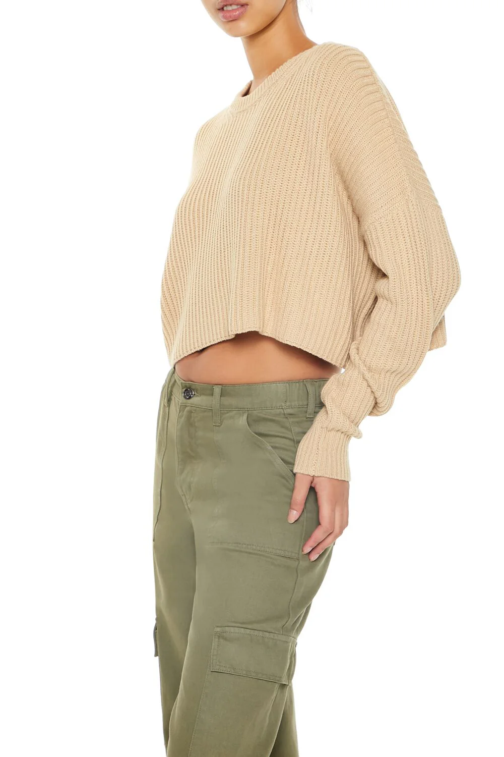Cropped Rib-Knit Sweater - Image 4