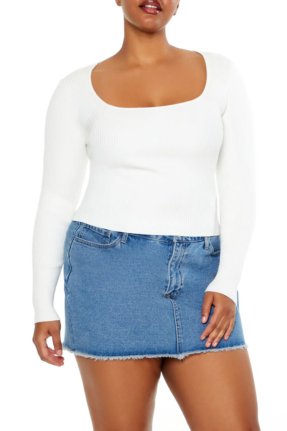 Plus Size Ribbed Sweater-Knit Top - Image 3