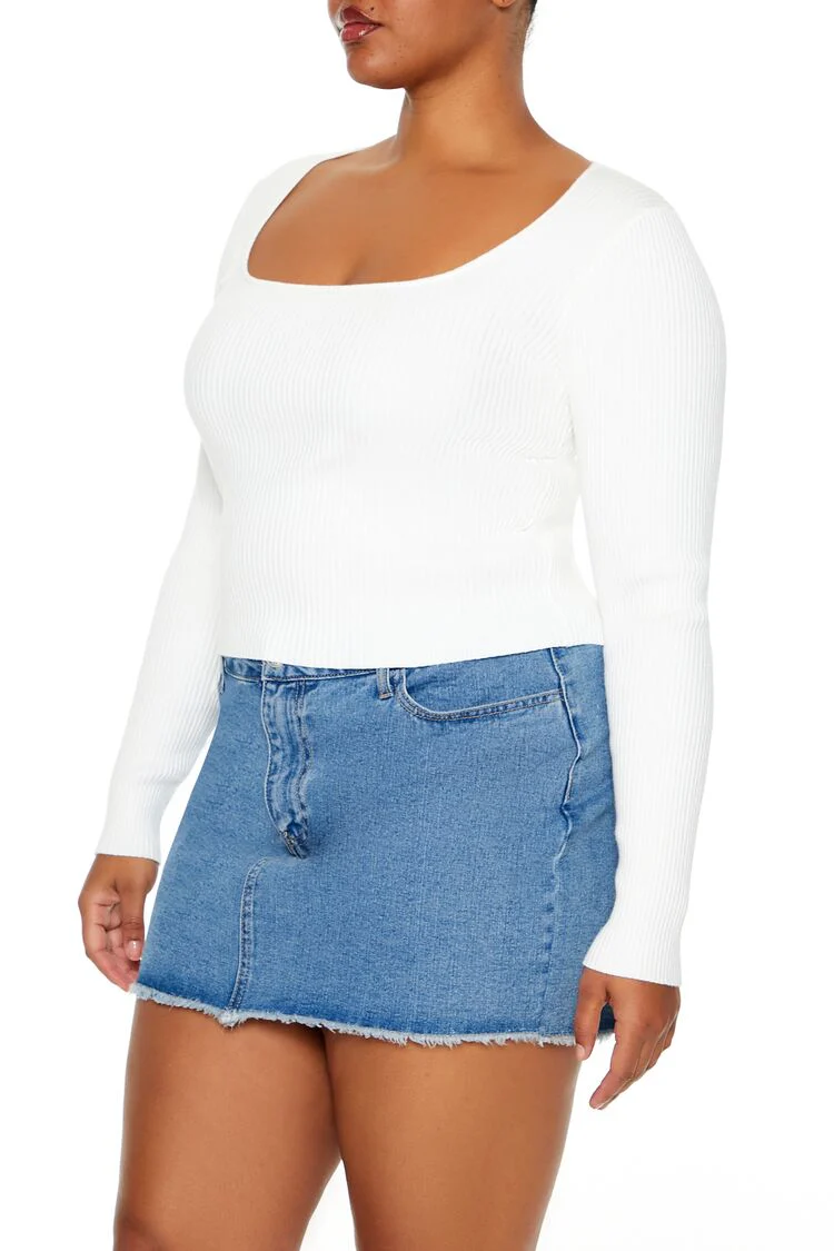 Plus Size Ribbed Sweater-Knit Top - Image 4