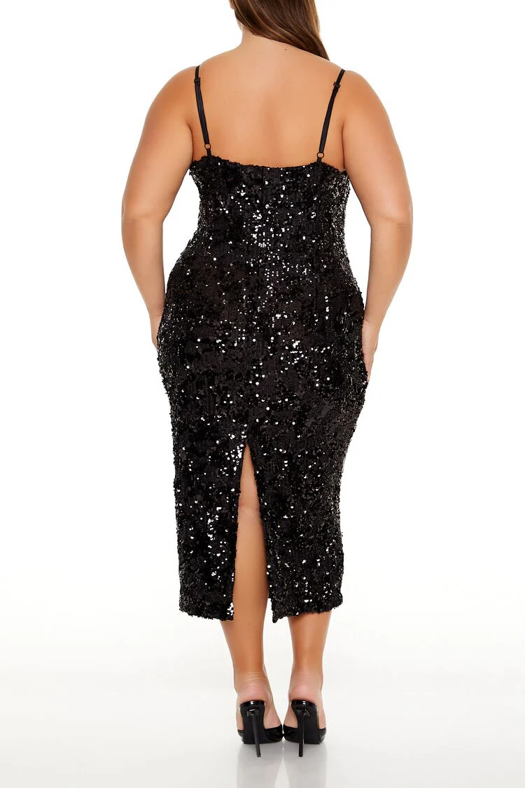Plus Size Sequin Cami Midi Dress - Image 4
