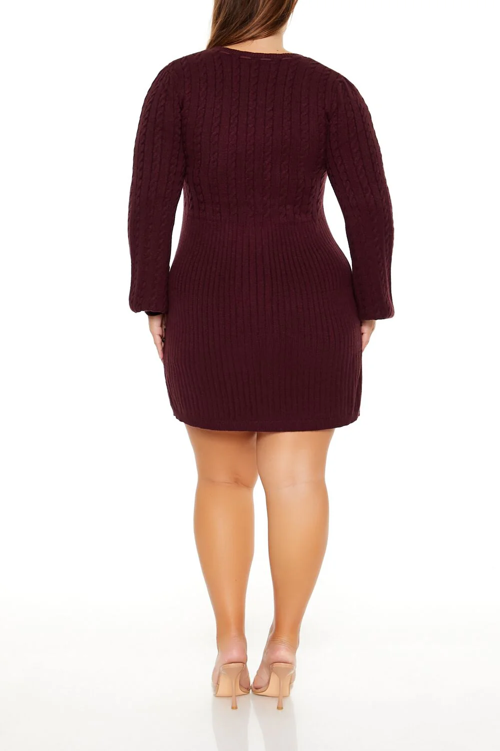 Plus Size Cable Knit Mini Sweater Dress - Image 4