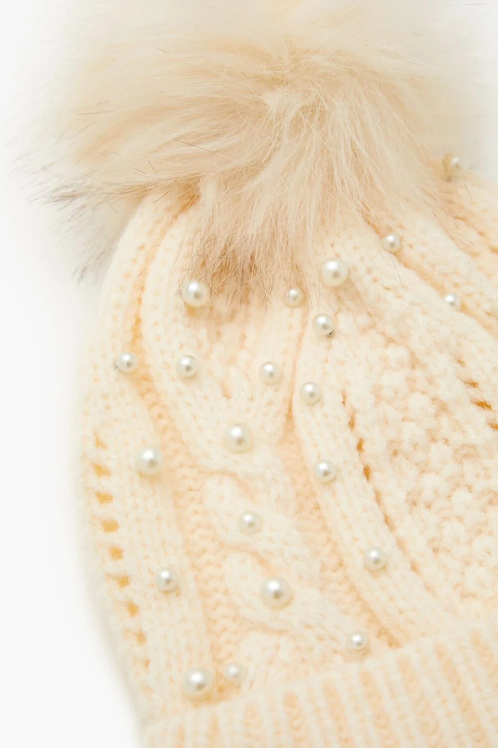 Faux Pearl Pom Pom Beanie - Image 2