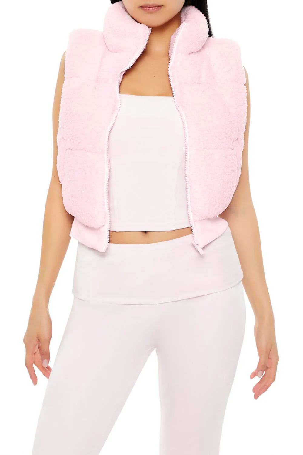 Faux Shearling Zip-Up Vest - Image 11