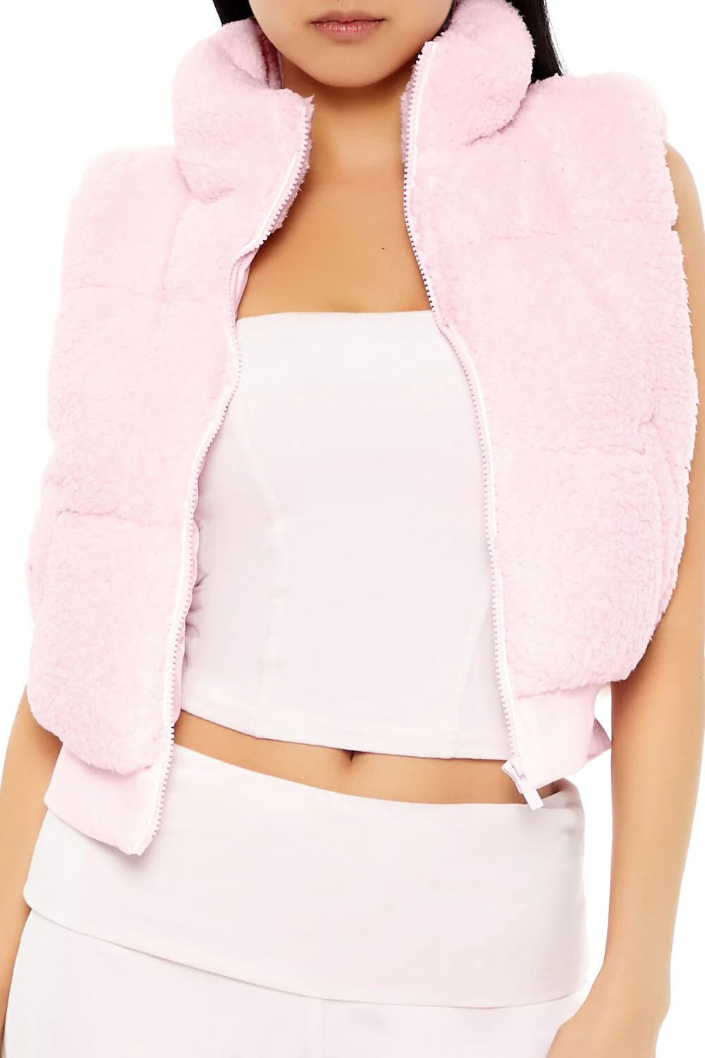 Faux Shearling Zip-Up Vest - Image 13
