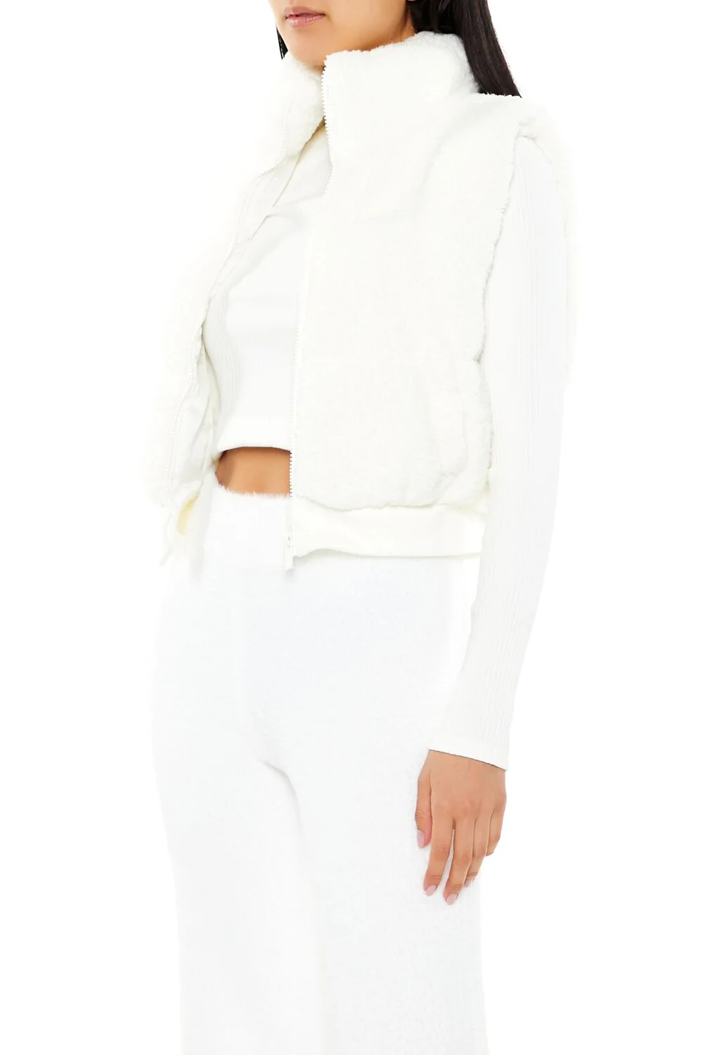 Faux Shearling Zip-Up Vest - Image 9