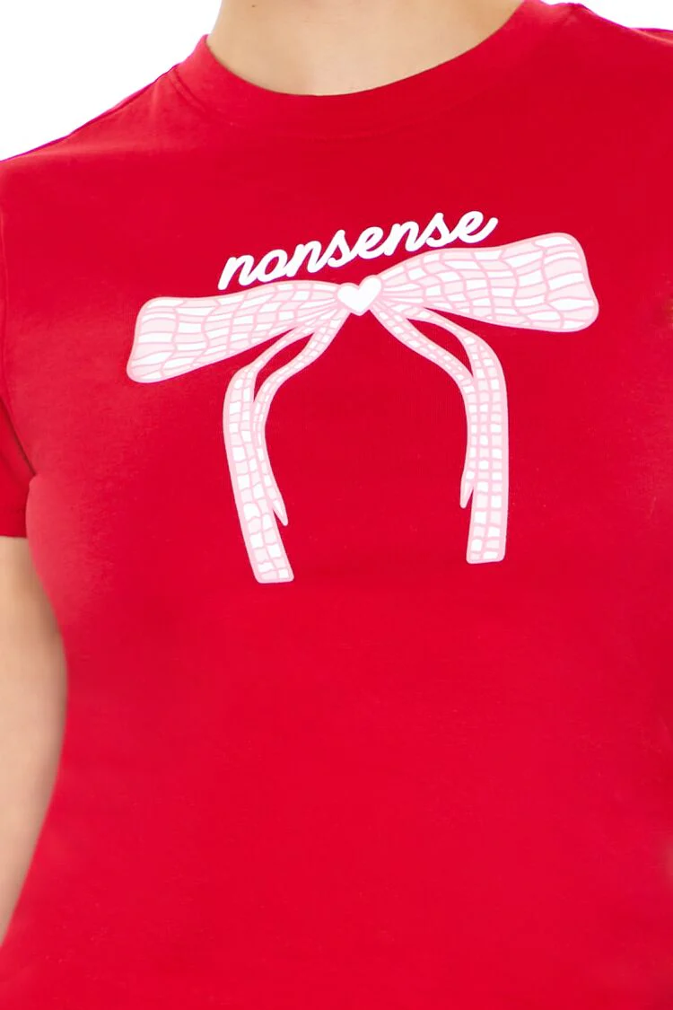 Nonsense Bow Graphic Baby Tee - Image 3
