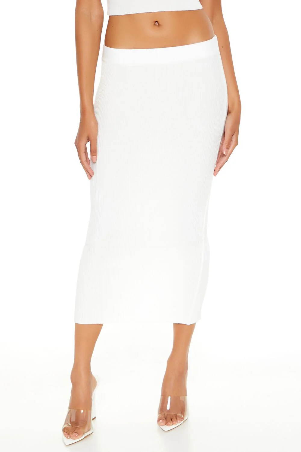 Sweater-Knit Ribbed Midi Skirt - Image 2