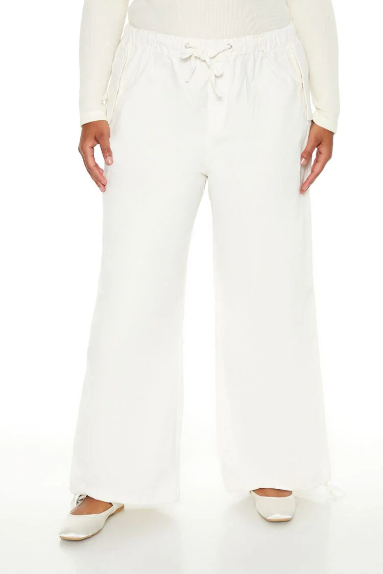 Plus Size Velvet Wide-Leg Drawstring Joggers - Image 2