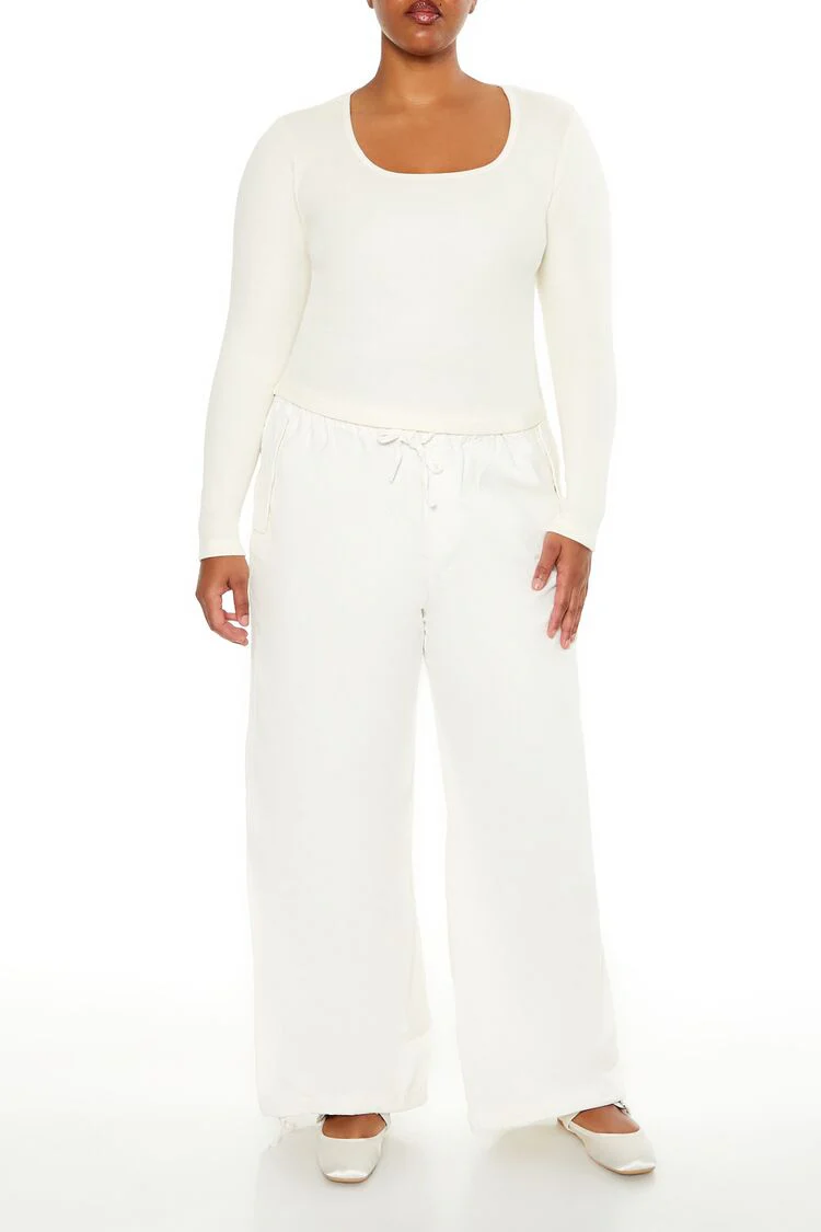 Plus Size Velvet Wide-Leg Drawstring Joggers - Image 6