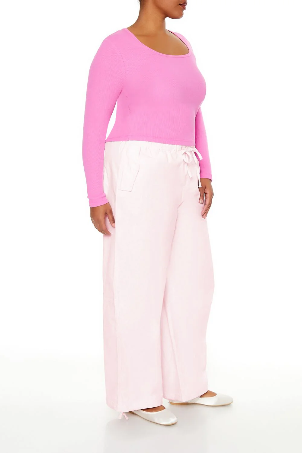 Plus Size Velvet Wide-Leg Drawstring Joggers - Image 9