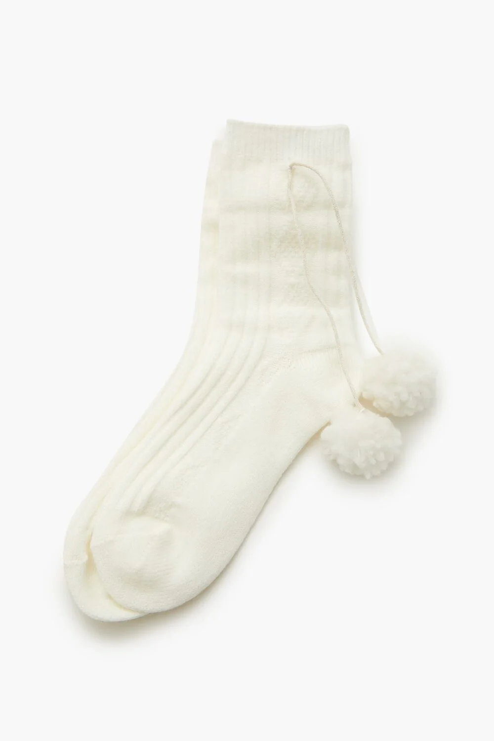 Pom Pom Ribbed Crew Socks - Image 2