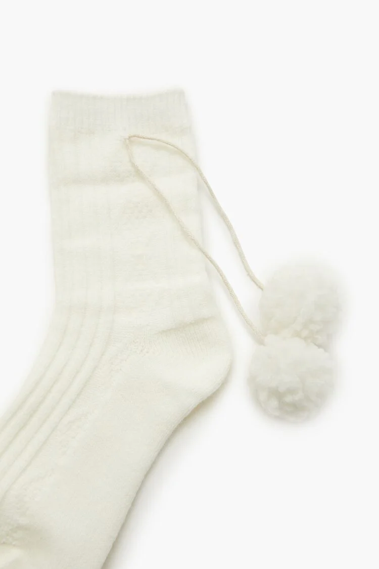 Pom Pom Ribbed Crew Socks - Image 3