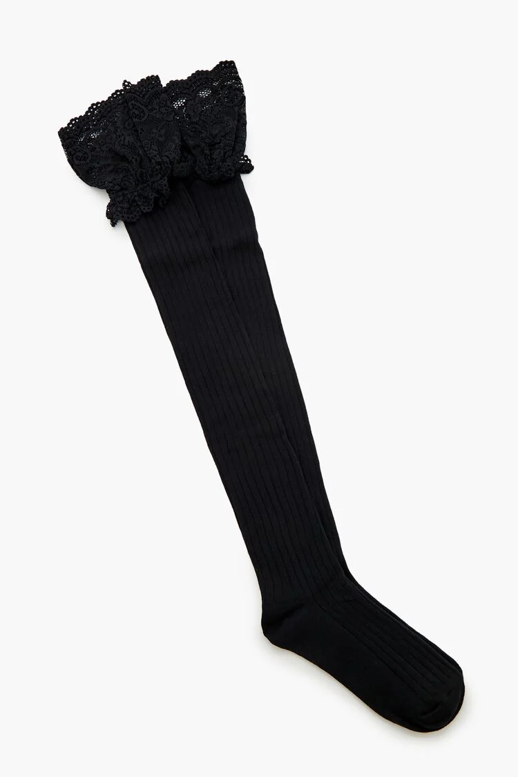 Scalloped Lace Thigh-High Socks - Image 2