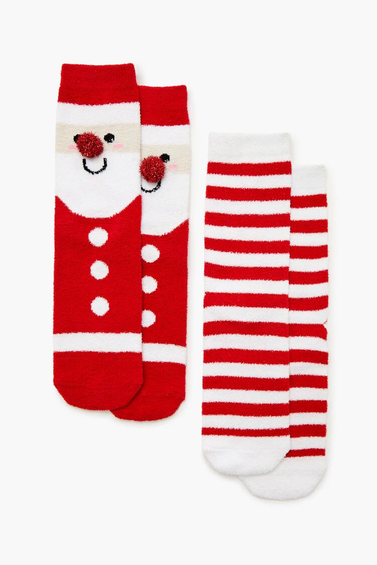Santa Pom Pom Crew Socks Set - 2 pack - Image 2