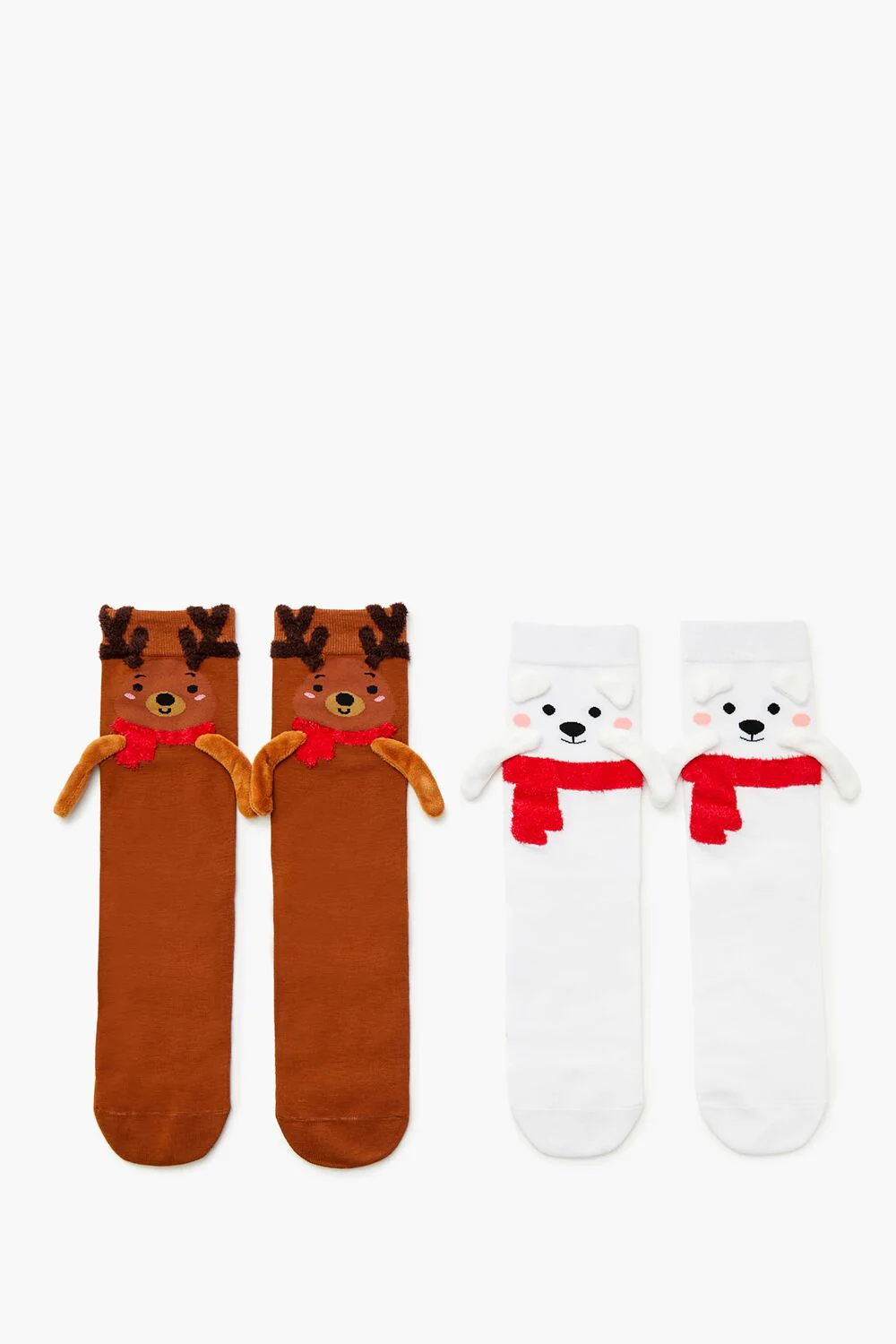 Polar Bear & Reindeer Crew Socks Set - 2 pack - Image 4