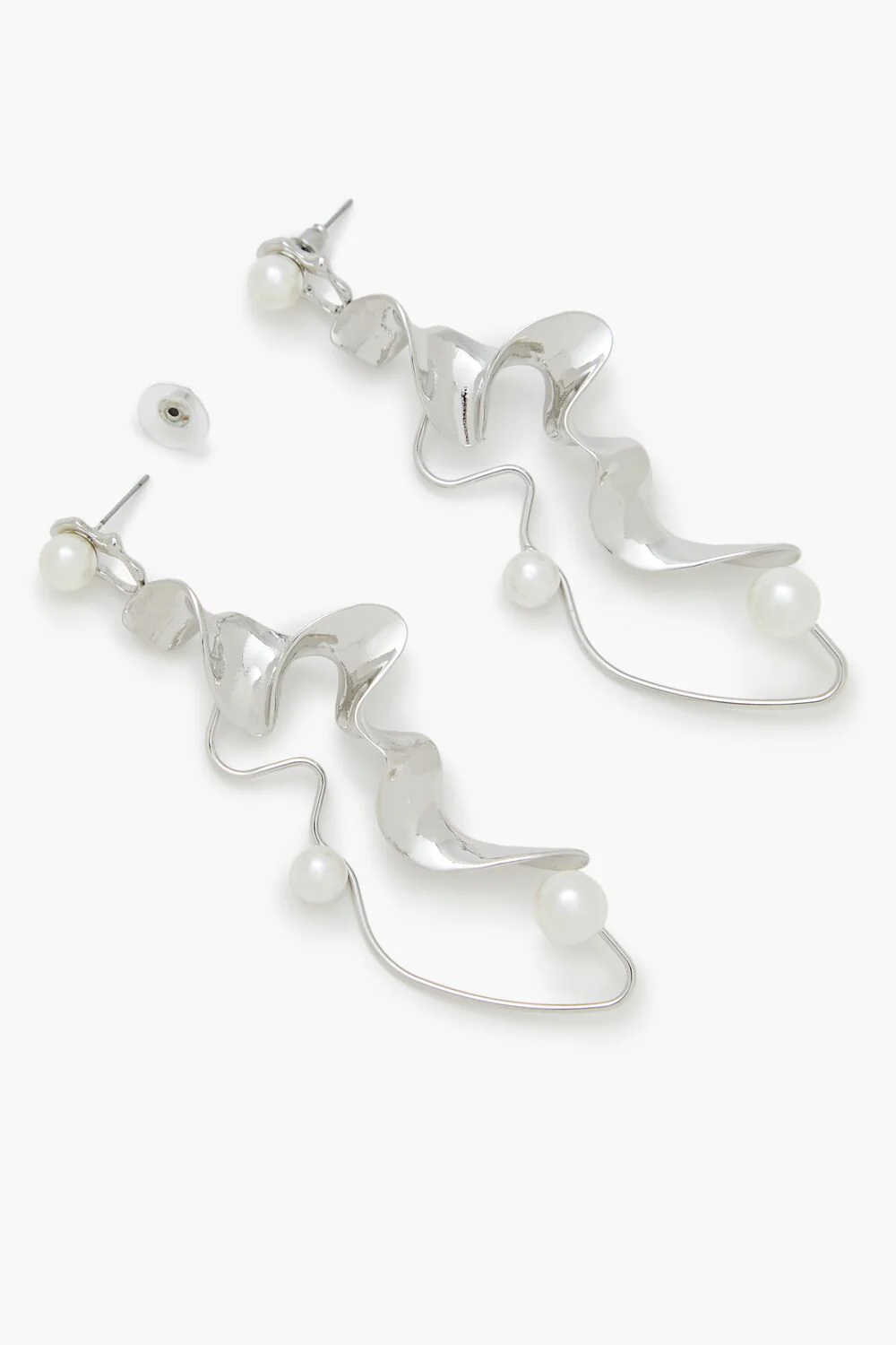 Faux Pearl Abstract Drop Earrings - Image 3