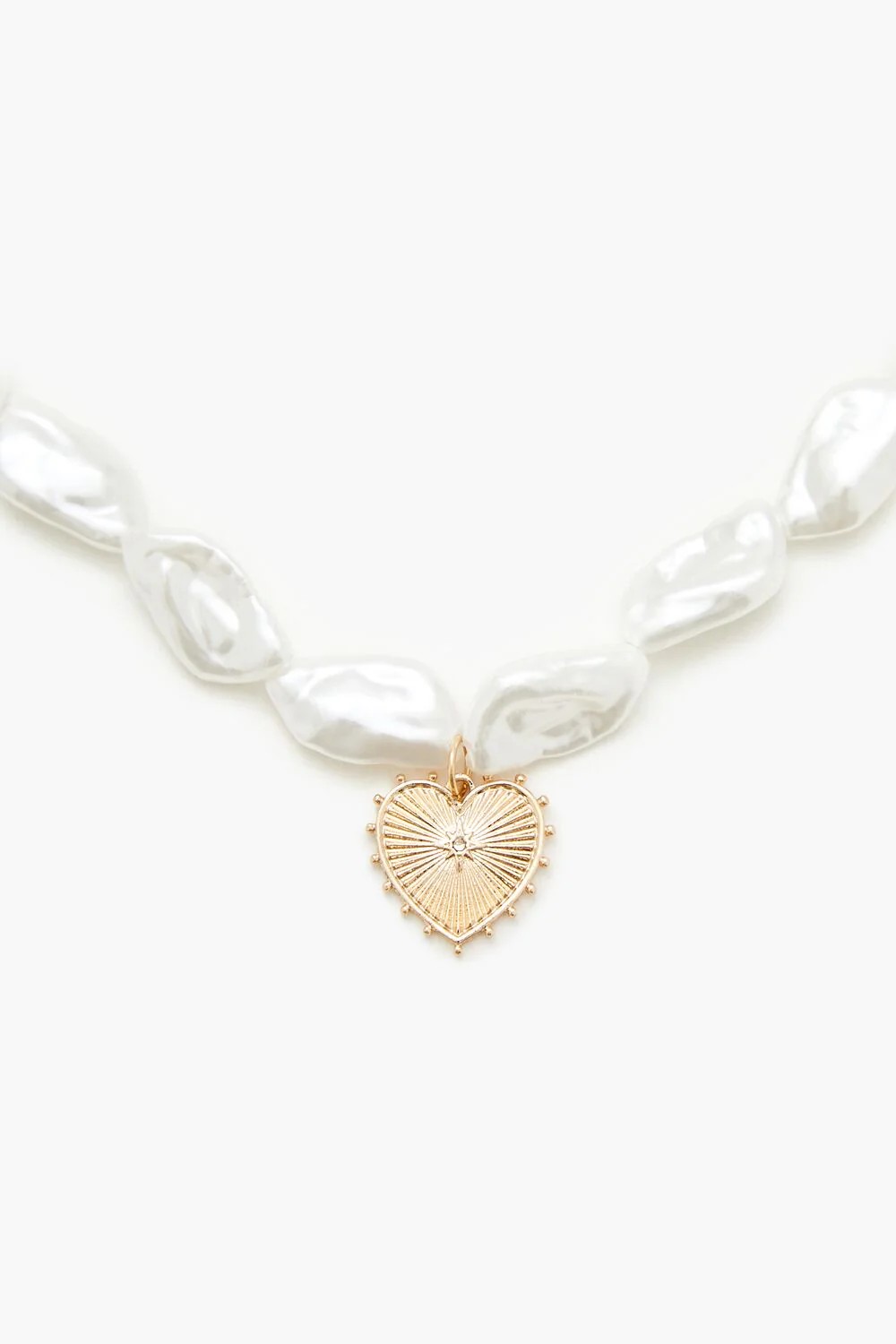 Faux Pearl Heart Charm Necklace - Image 2