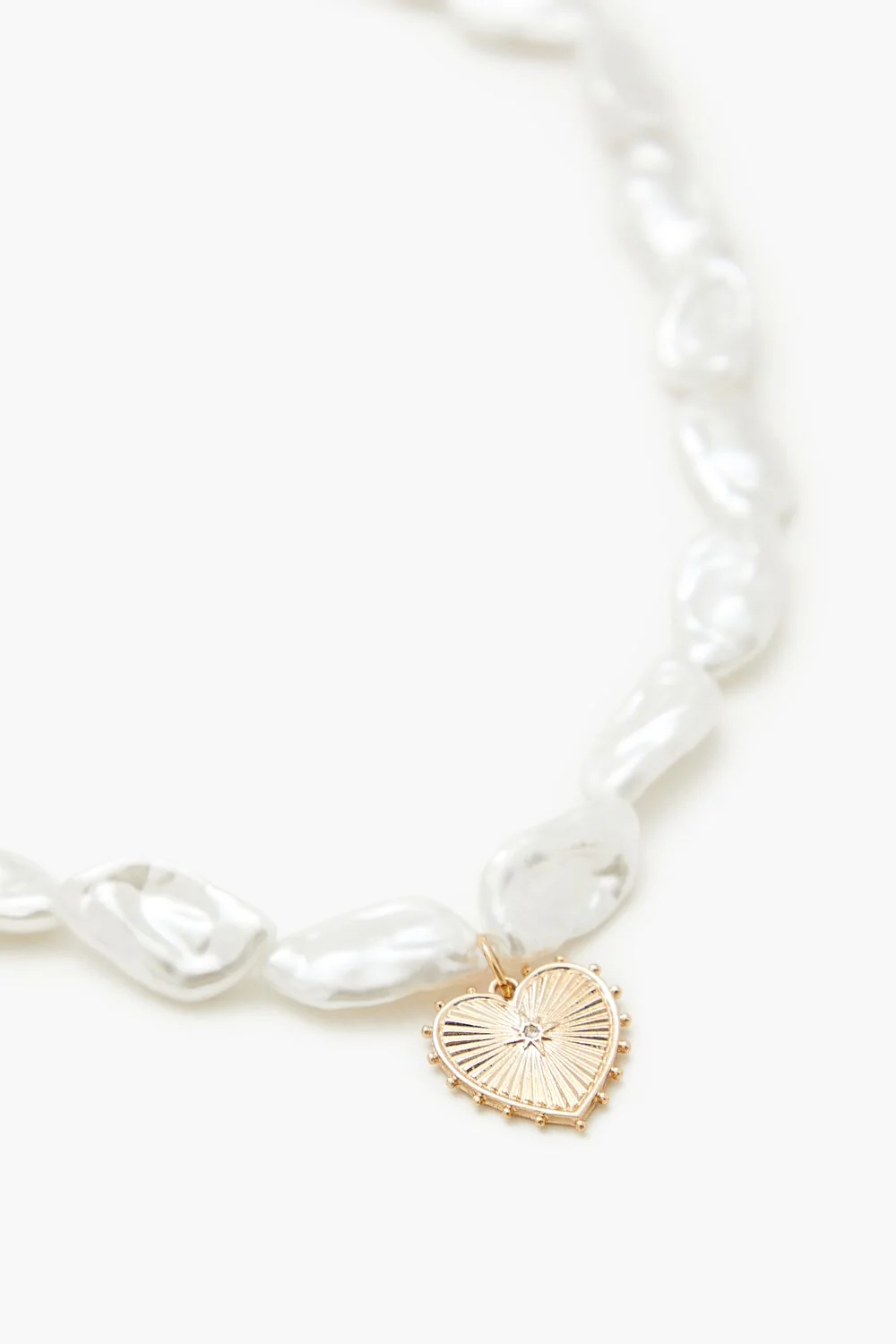 Faux Pearl Heart Charm Necklace - Image 3