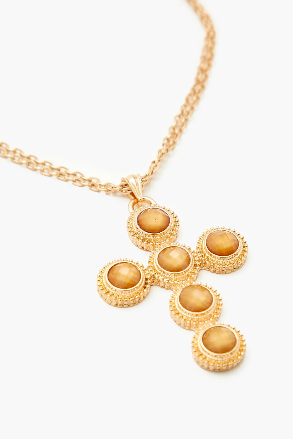 Layered Faux Gem Cross Necklace - Image 3