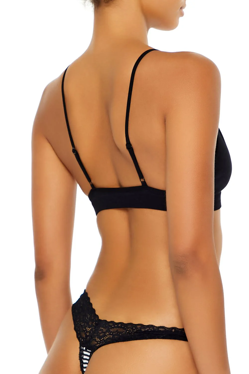 Lace-Trim Striped Thong Panties - Image 5