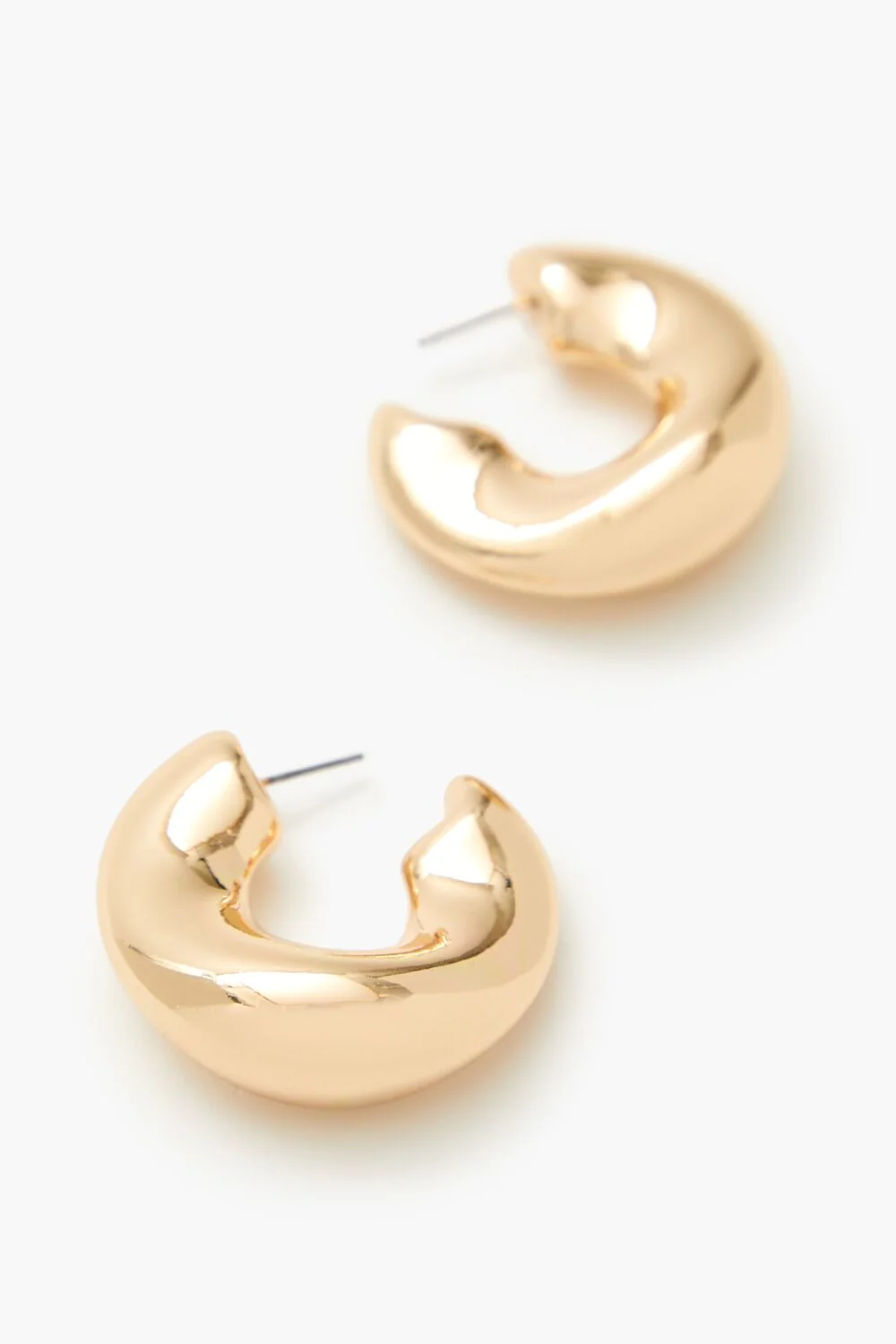 Thick Smooth Hoop Earrings - Image 2
