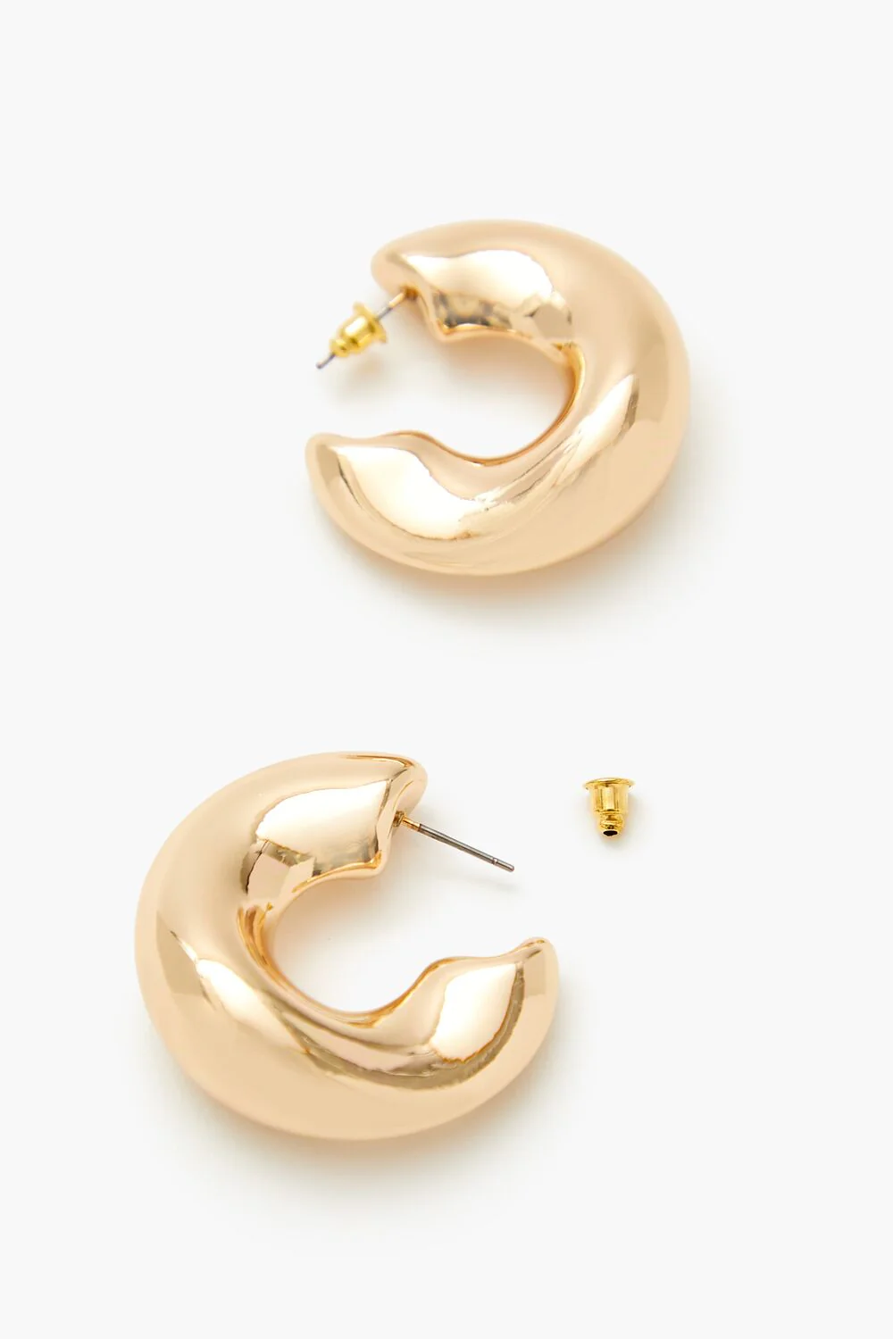 Thick Smooth Hoop Earrings - Image 3