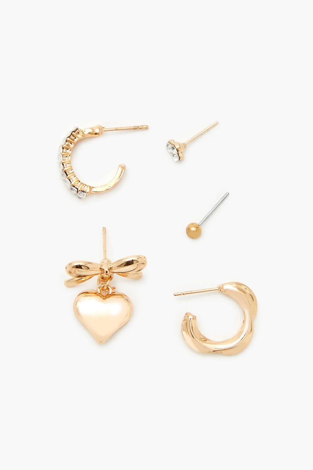 Bow Heart Stud & Drop Earring Set - Image 3
