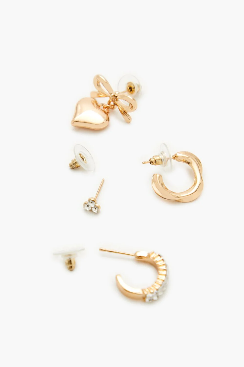 Bow Heart Stud & Drop Earring Set - Image 4