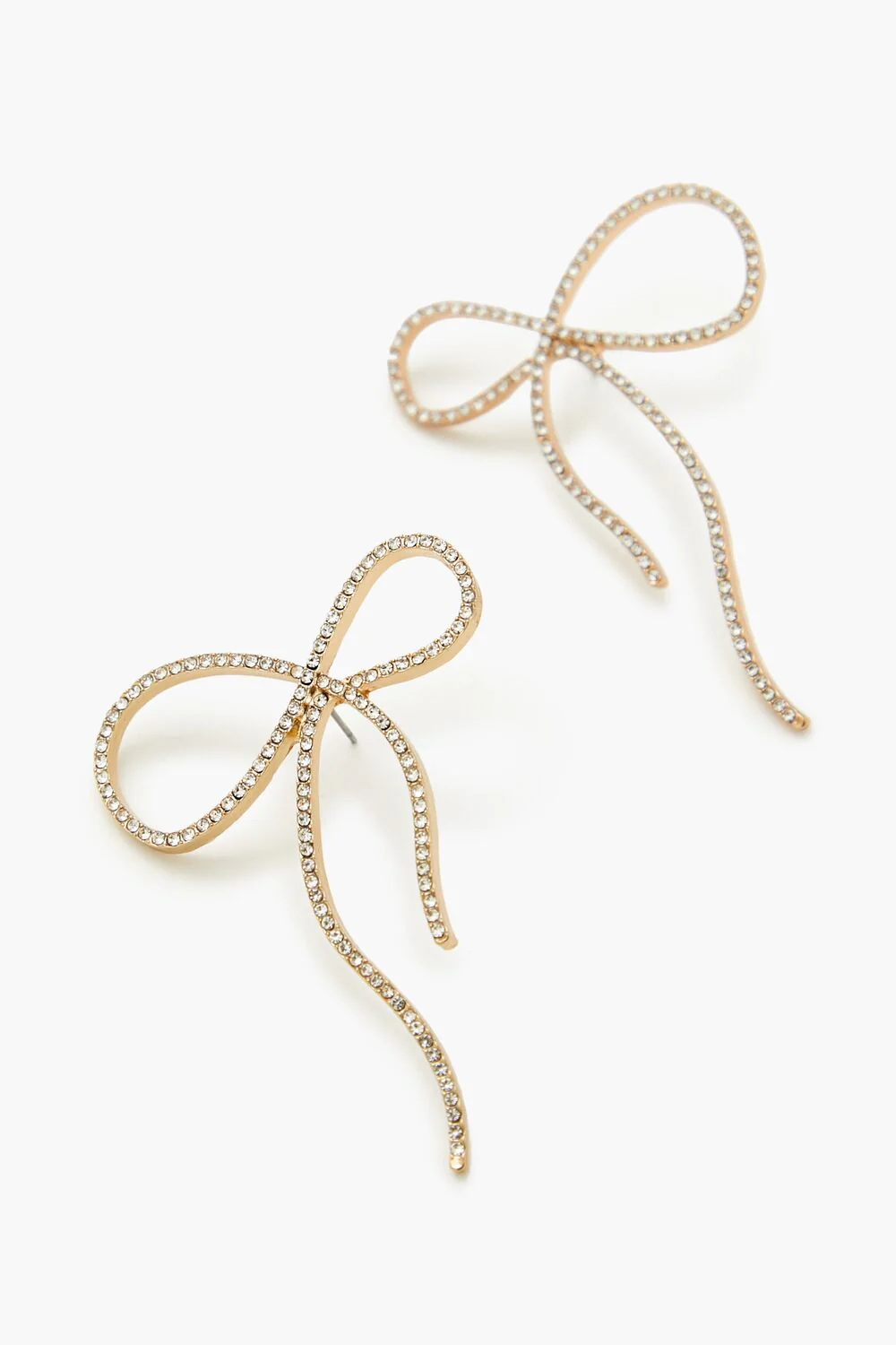 Rhinestone Bow Drop Earrings - Image 2