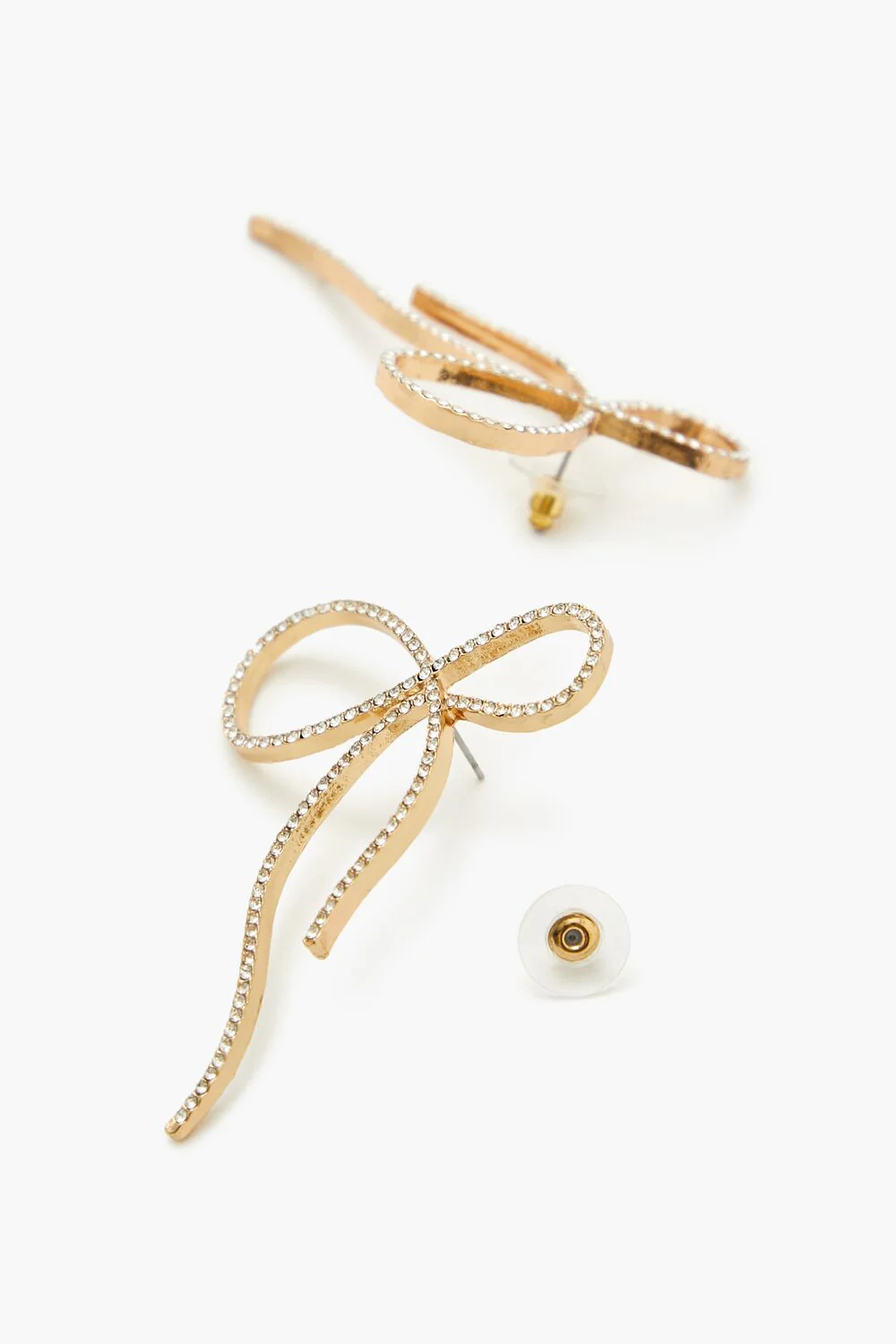 Rhinestone Bow Drop Earrings - Image 3